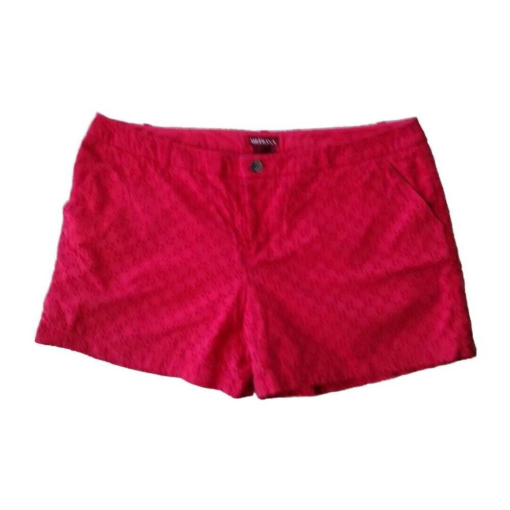 Merona Shorts Women's 16 Red Flat Front Mid-Rise Eyelet Lined Pockets Casual‎